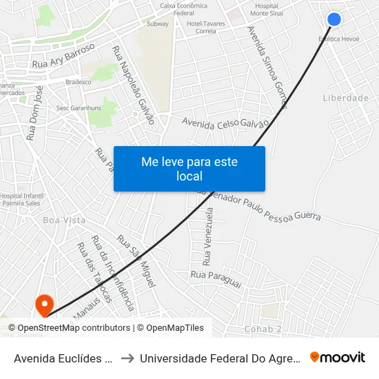 Avenida Euclídes Dourado 804 to Universidade Federal Do Agreste De Pernambuco map