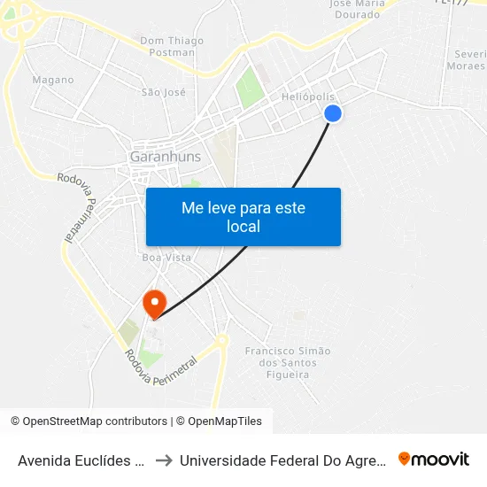 Avenida Euclídes Dourado 664 to Universidade Federal Do Agreste De Pernambuco map