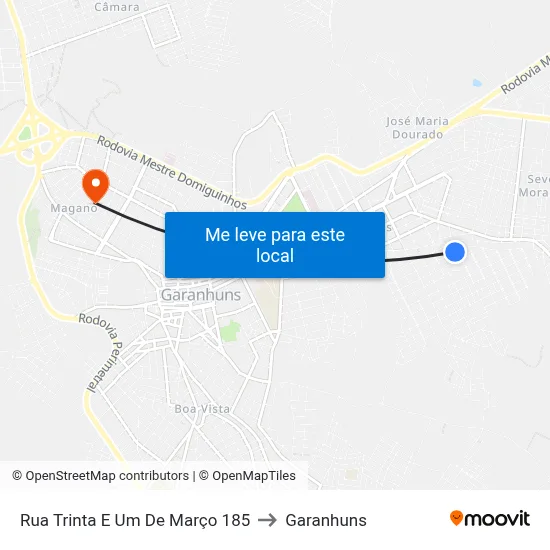 Rua Trinta E Um De Março 185 to Garanhuns map