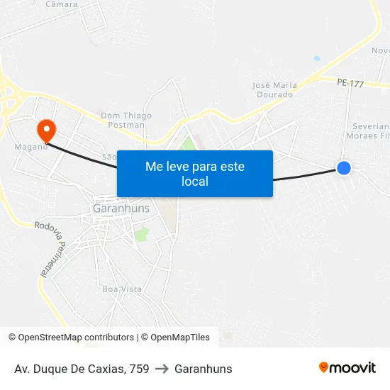 Av. Duque De Caxias, 759 to Garanhuns map