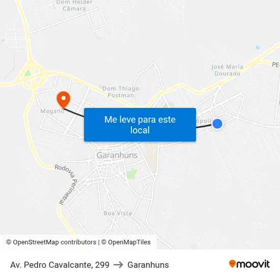 Av. Pedro Cavalcante, 299 to Garanhuns map