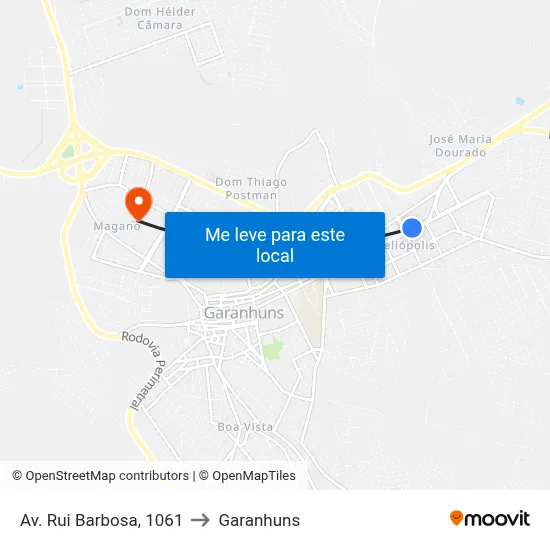 Av. Rui Barbosa, 1061 to Garanhuns map