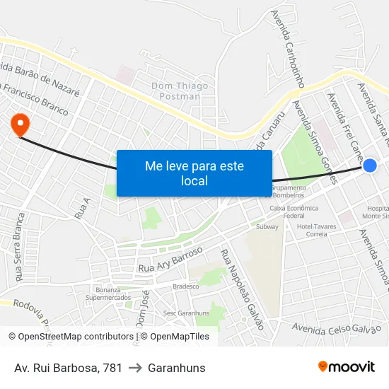 Av. Rui Barbosa, 781 to Garanhuns map