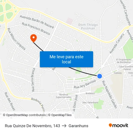 Rua Quinze De Novembro, 143 to Garanhuns map