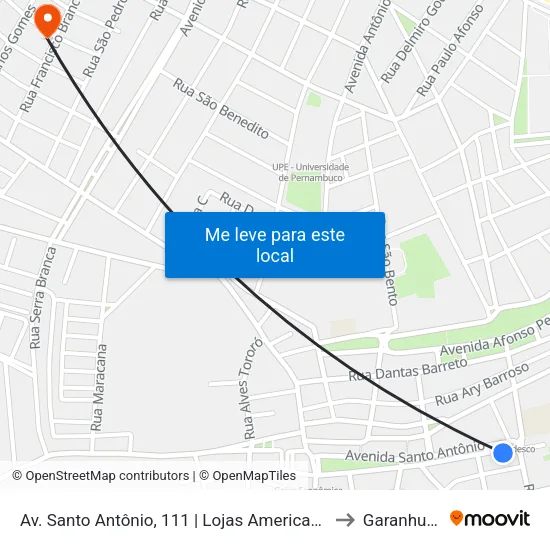 Av. Santo Antônio, 111 | Lojas Americanas to Garanhuns map