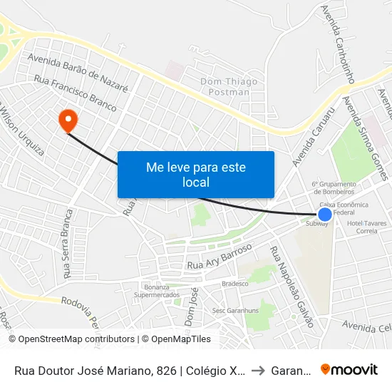 Rua Doutor José Mariano, 826 | Colégio XV De Novembro to Garanhuns map