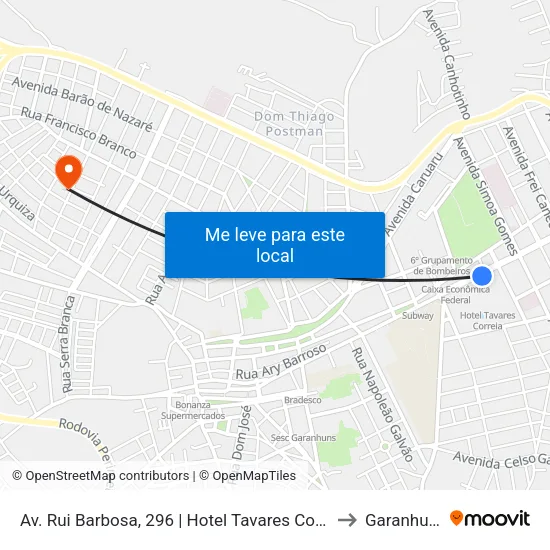 Av. Rui Barbosa, 296 | Hotel Tavares Correia to Garanhuns map