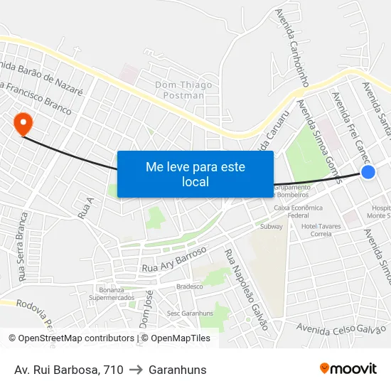 Av. Rui Barbosa, 710 to Garanhuns map