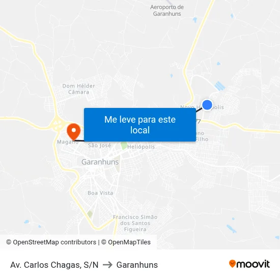 Av. Carlos Chagas, S/N to Garanhuns map