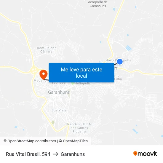 Rua Vital Brasil, 594 to Garanhuns map