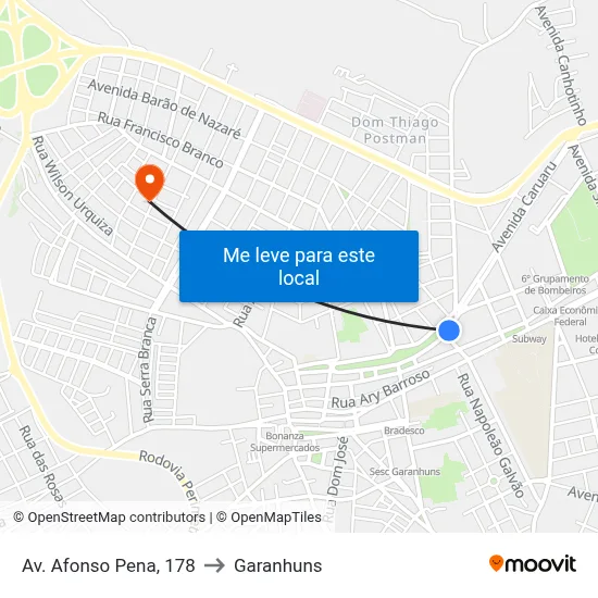Av. Afonso Pena, 178 to Garanhuns map