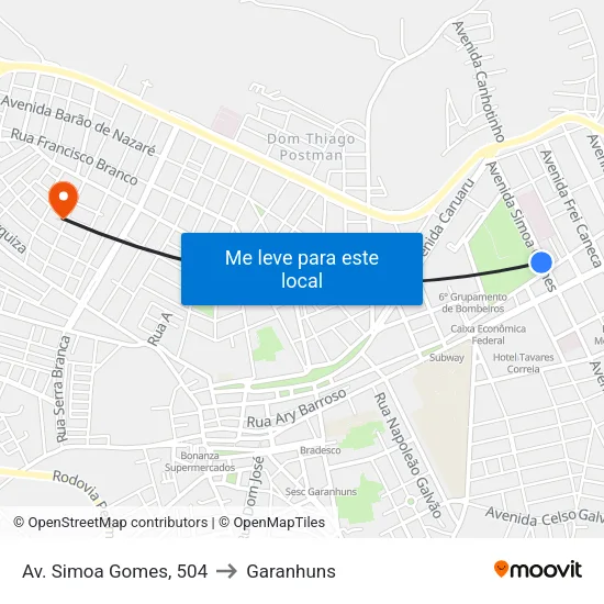 Av. Simoa Gomes, 504 to Garanhuns map