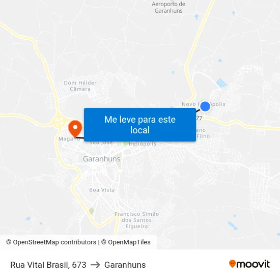 Rua Vital Brasil, 673 to Garanhuns map