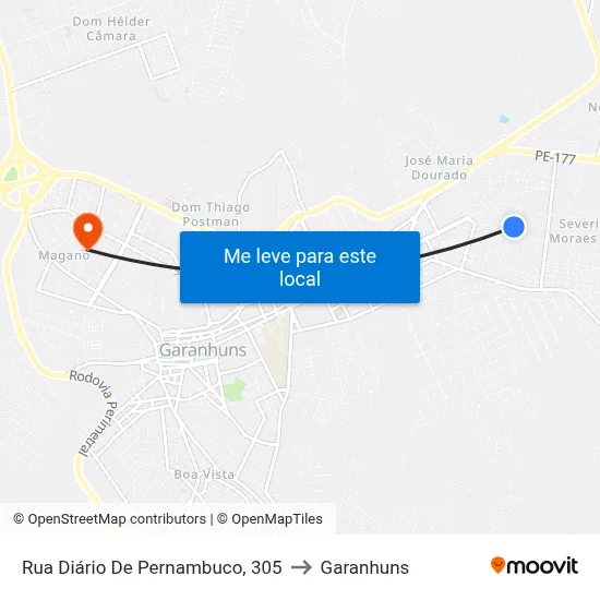 Rua Diário De Pernambuco, 305 to Garanhuns map