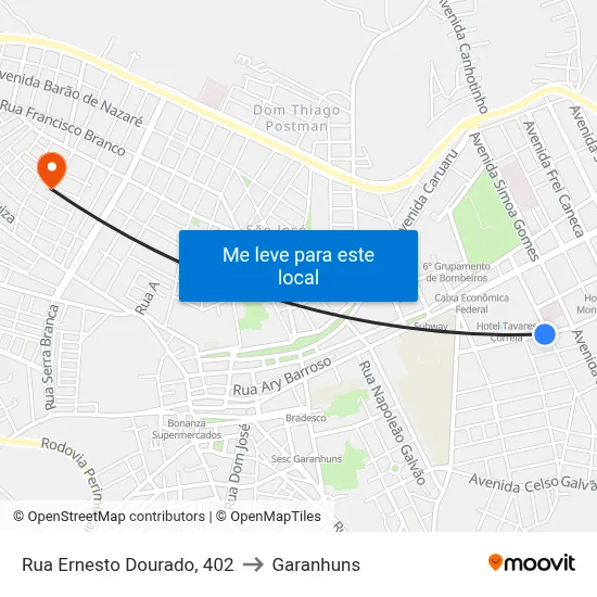 Rua Ernesto Dourado, 402 to Garanhuns map