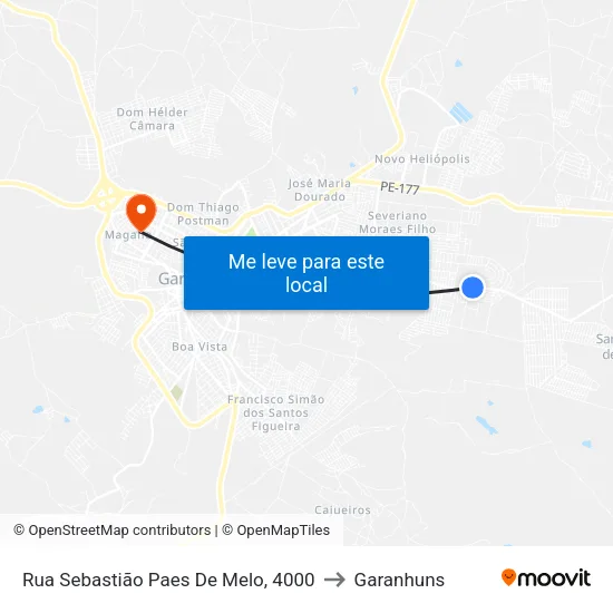 Rua Sebastião Paes De Melo, 4000 to Garanhuns map