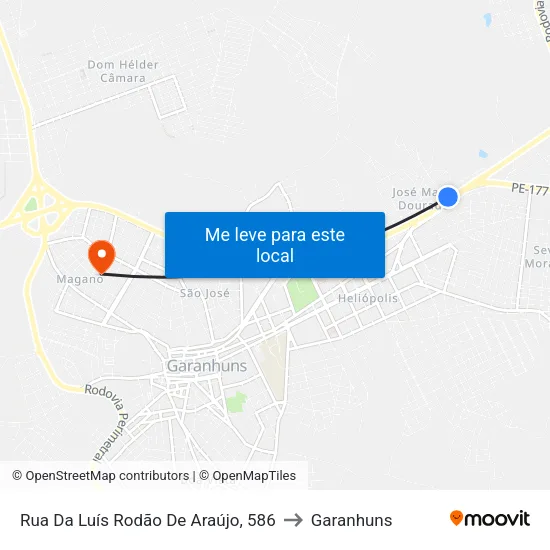 Rua Da Luís Rodão De Araújo, 586 to Garanhuns map