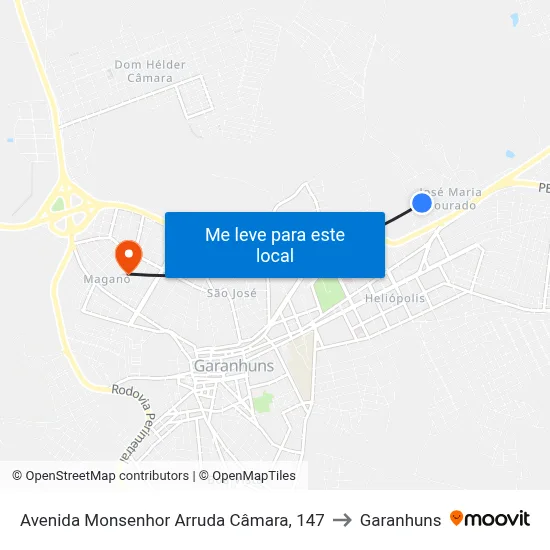 Avenida Monsenhor Arruda Câmara, 147 to Garanhuns map