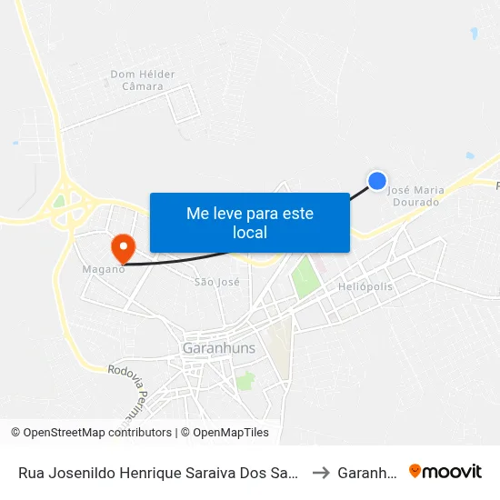 Rua Josenildo Henrique Saraiva Dos Santos, 569 to Garanhuns map
