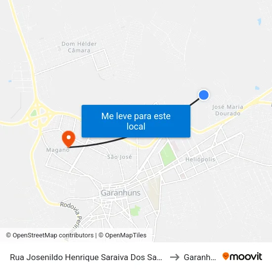 Rua Josenildo Henrique Saraiva Dos Santos, 725 to Garanhuns map