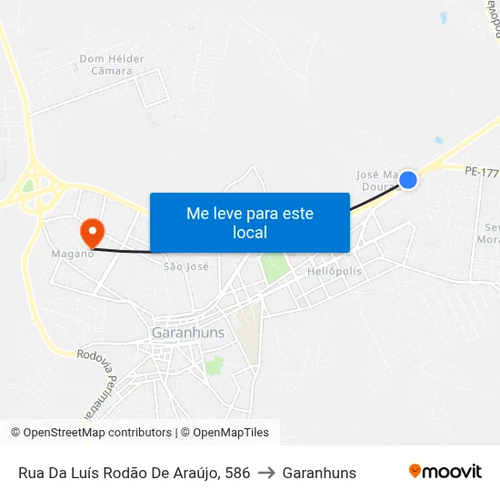 Rua Da Luís Rodão De Araújo, 586 to Garanhuns map
