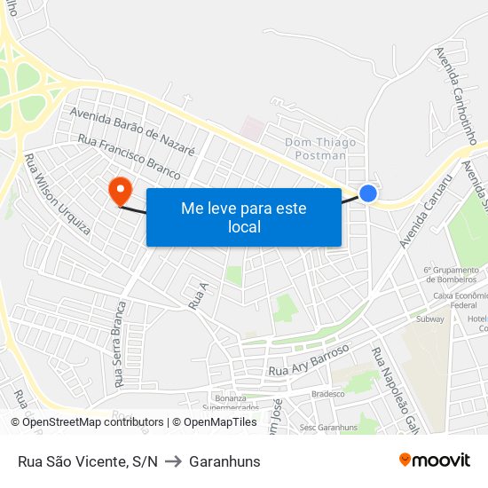 Rua São Vicente, S/N to Garanhuns map