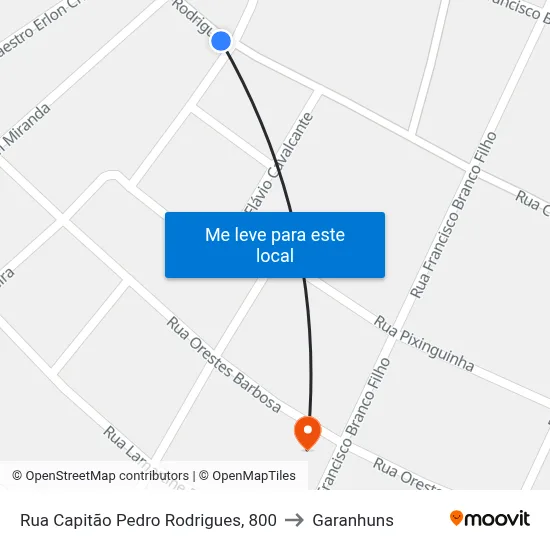 Rua Capitão Pedro Rodrigues, 800 to Garanhuns map