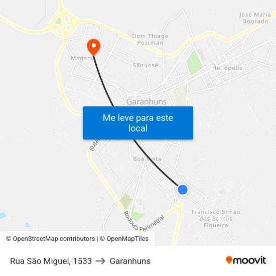 Rua São Miguel, 1533 to Garanhuns map