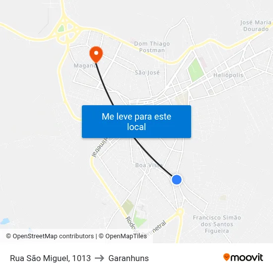Rua São Miguel, 1013 to Garanhuns map