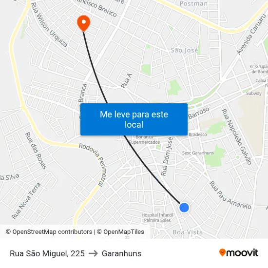 Rua São Miguel, 225 to Garanhuns map
