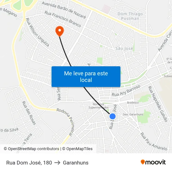 Rua Dom José, 180 to Garanhuns map