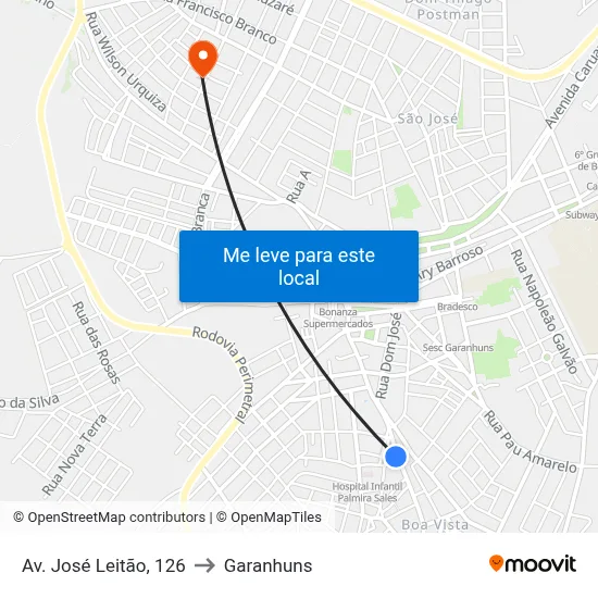 Av. José Leitão, 126 to Garanhuns map