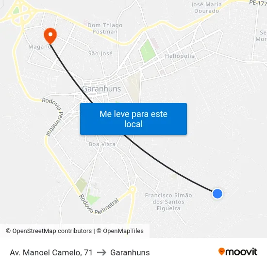 Av. Manoel Camelo, 71 to Garanhuns map