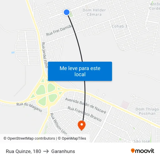 Rua Quinze, 180 to Garanhuns map