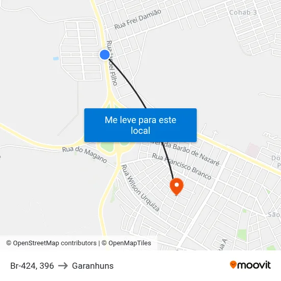 Br-424, 396 to Garanhuns map