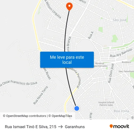 Rua Ismael Tinô E Silva, 215 to Garanhuns map