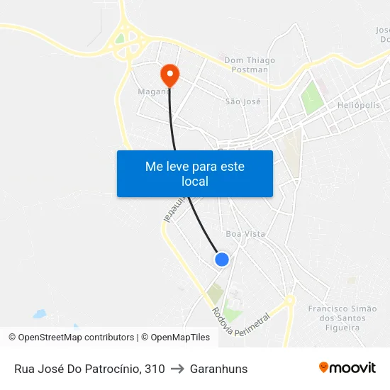 Rua José Do Patrocínio, 310 to Garanhuns map