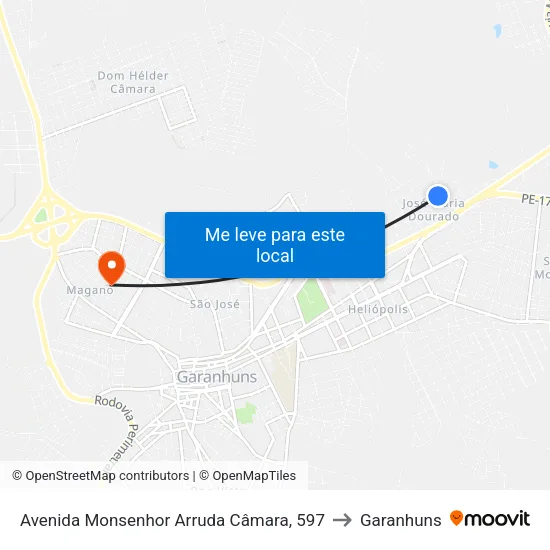 Avenida Monsenhor Arruda Câmara, 597 to Garanhuns map