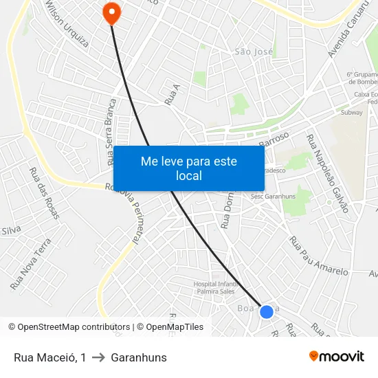 Rua Maceió, 1 to Garanhuns map