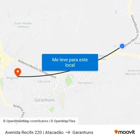 Avenida Recife 220 | Atacadão to Garanhuns map