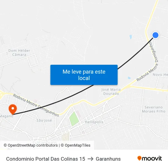 Condominio Portal Das Colinas 15 to Garanhuns map