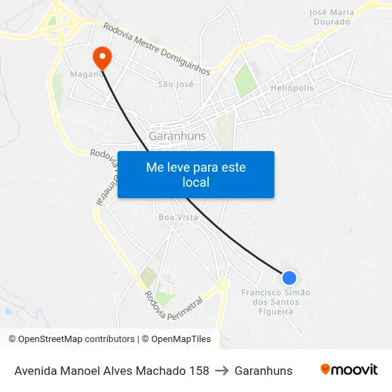 Avenida Manoel Alves Machado 158 to Garanhuns map