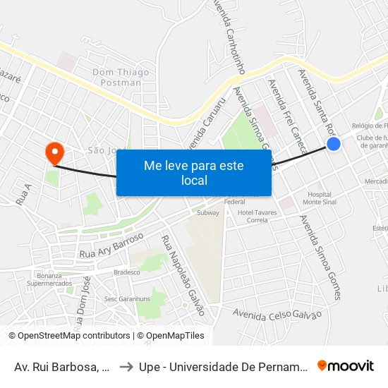 Av. Rui Barbosa, 924 to Upe - Universidade De Pernambuco map
