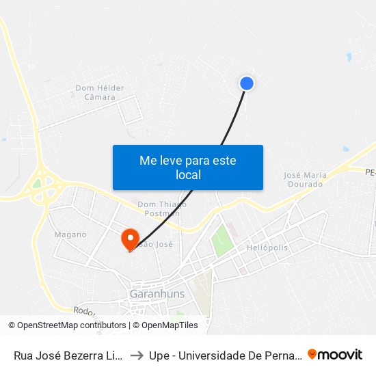 Rua José Bezerra Lins, 19 to Upe - Universidade De Pernambuco map