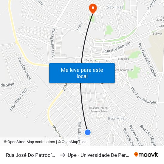 Rua José Do Patrocínio, 104 to Upe - Universidade De Pernambuco map