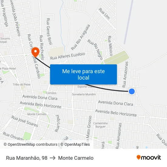 Rua Maranhão, 98 to Monte Carmelo map