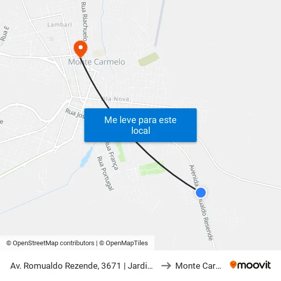 Av. Romualdo Rezende, 3671 | Jardim Oriente to Monte Carmelo map