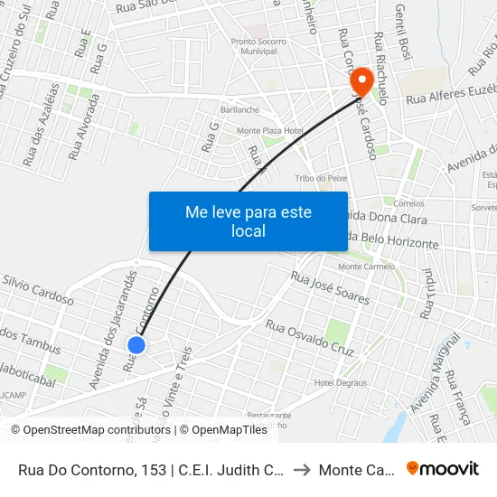 Rua Do Contorno, 153 | C.E.I. Judith Cardoso Naves to Monte Carmelo map