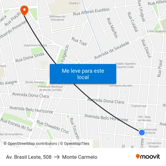 Av. Brasil Leste, 508 to Monte Carmelo map