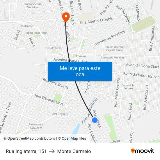 Rua Inglaterra, 151 to Monte Carmelo map